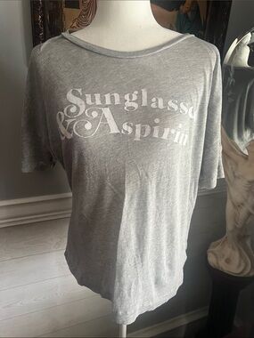 Wildfox Gray Crewneck Tee Sunglasses & Asprin Hangovers Tee Medium